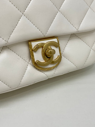 Chanel White Mini with Gold CC microchip