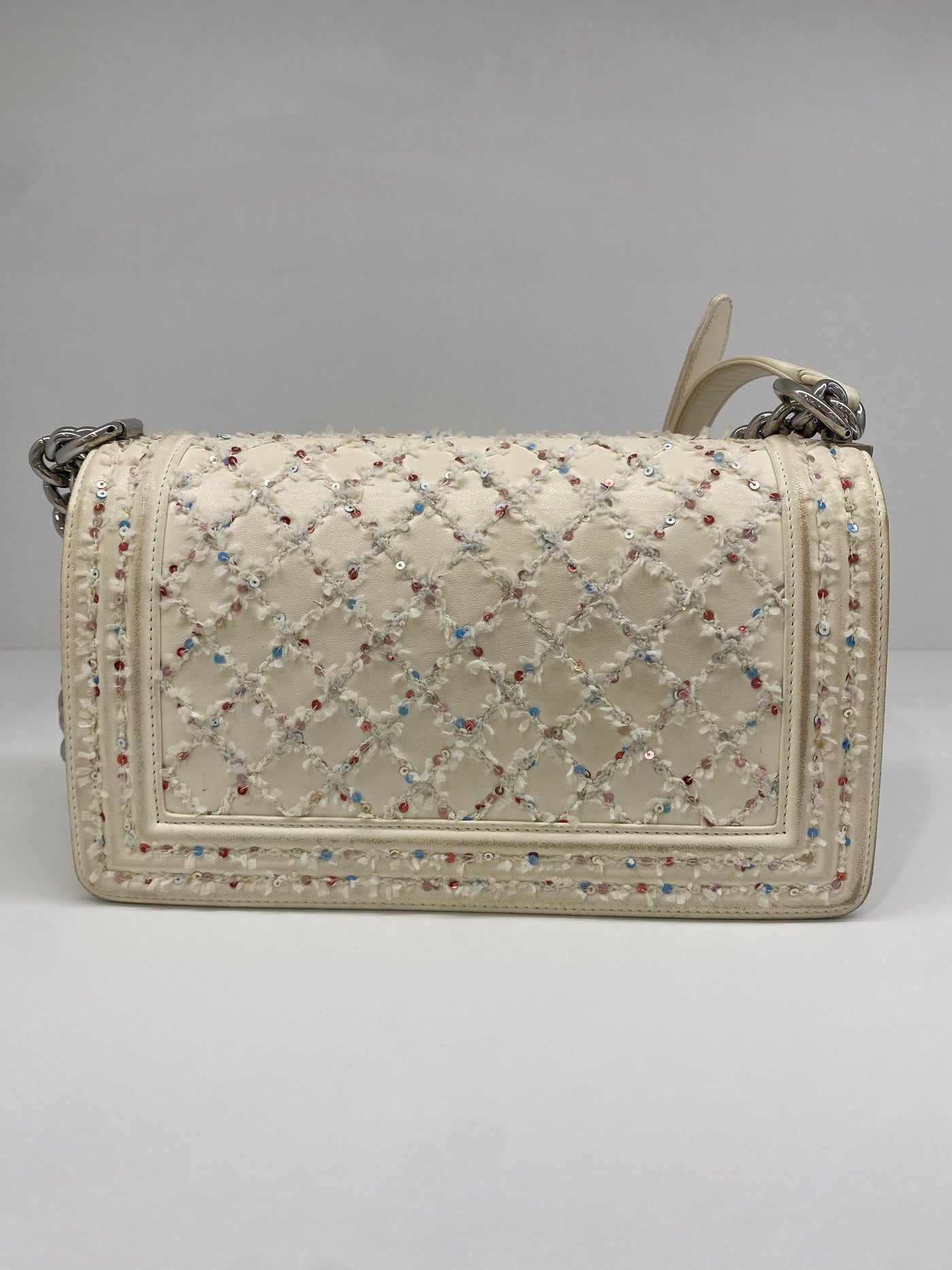 Chanel Boy Bag Medium - Off White Sequins SHW (series 24)