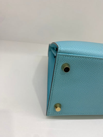Hermes Kelly 28 Blue Atoll - Y Stamp GHW