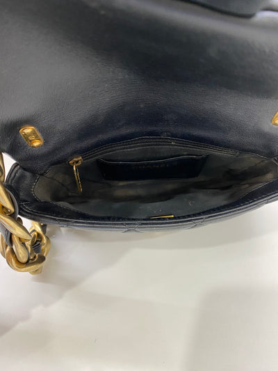Chanel Square Shoulder Bag Black GHW (microchip)