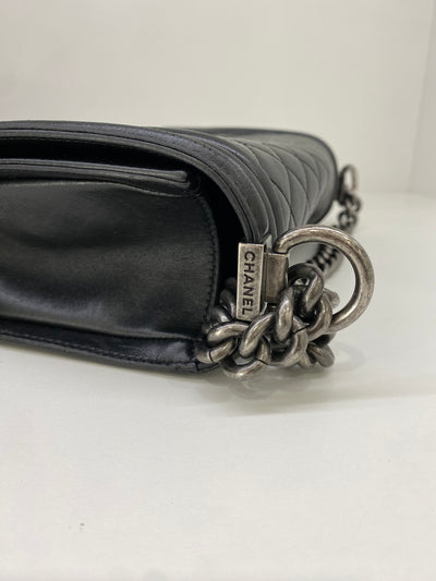 Chanel Boy Bag Black Lambskin SHW