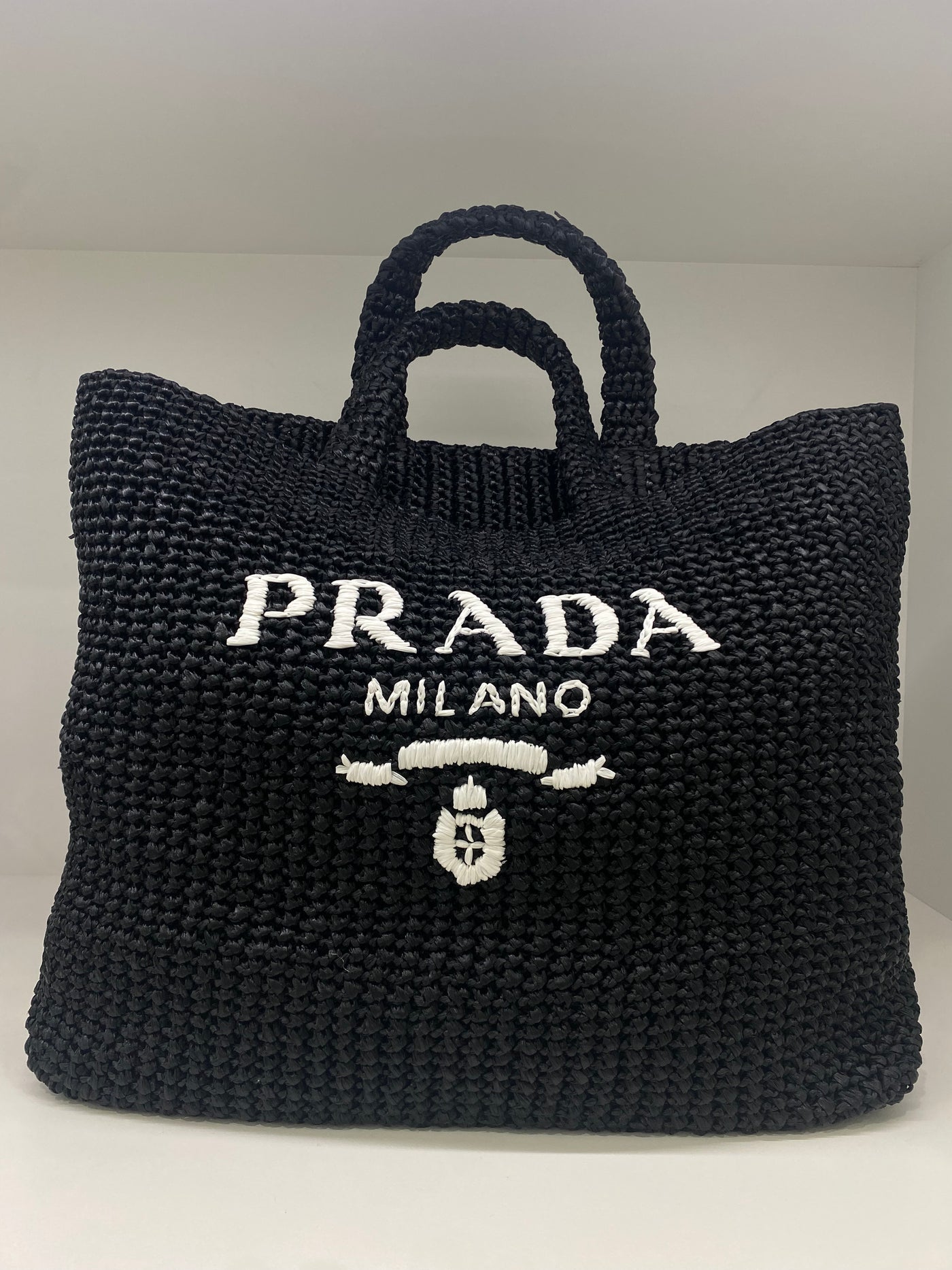 Prada Tote Black Raffia