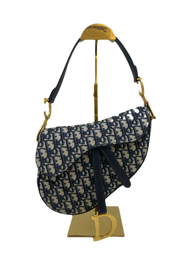 Christian Dior Saddle Navy Oblique GHW