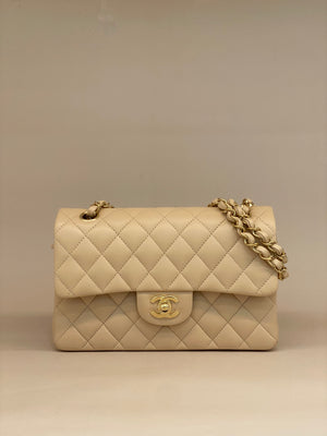Chanel Classic Small Flap Handbag Beige GHW