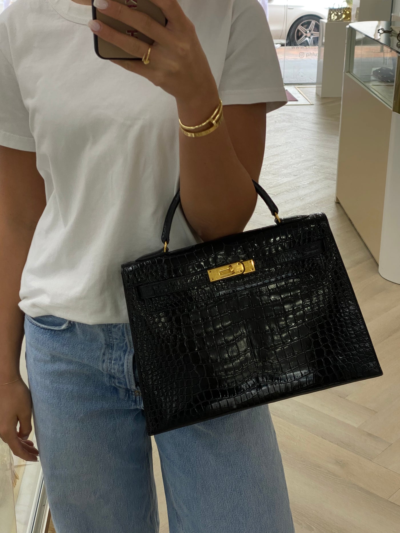 Hermes Kelly 32 Black Alligator GHW (1994)