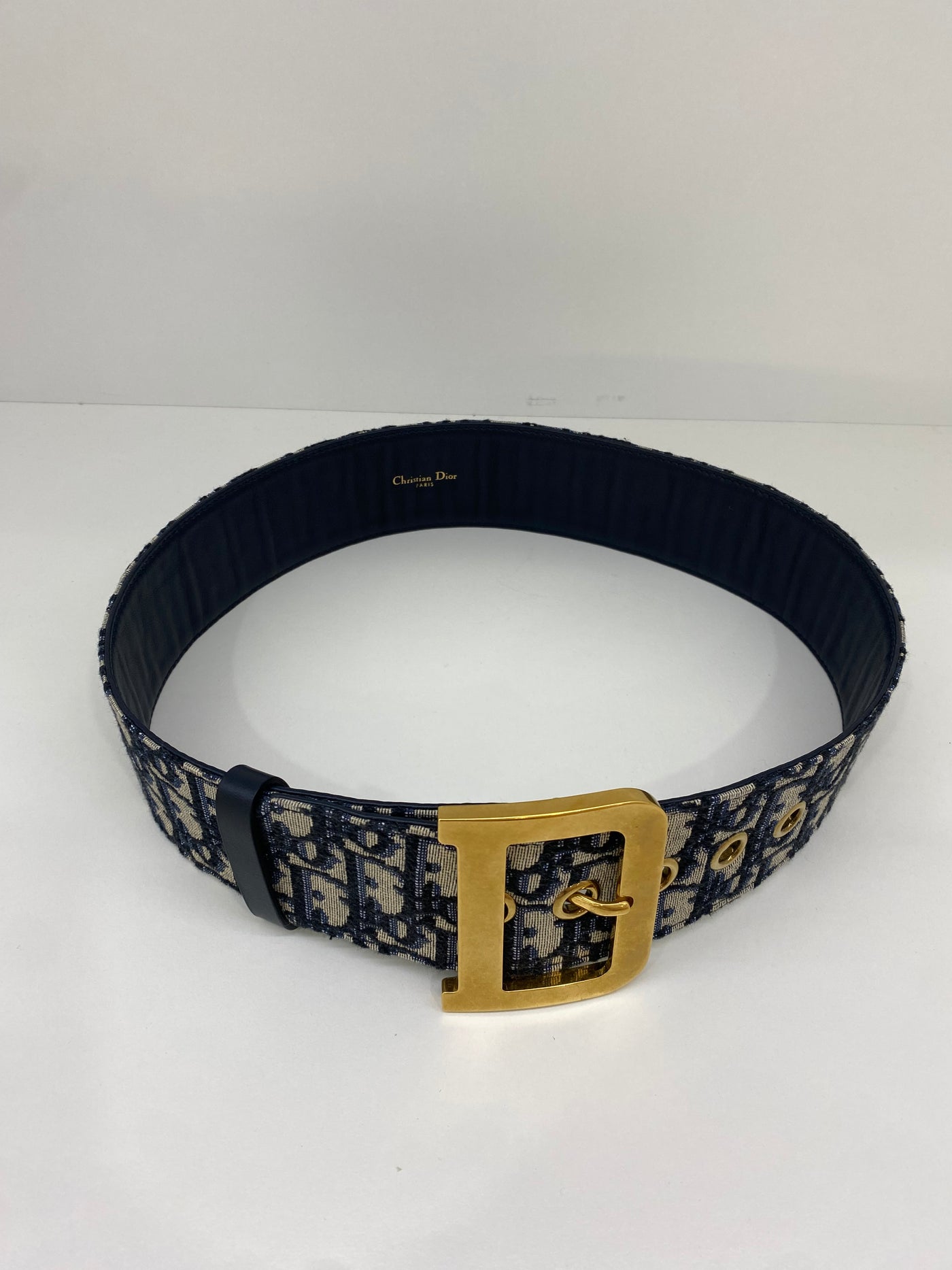 Christian Dior Belt Blue Oblique GHW