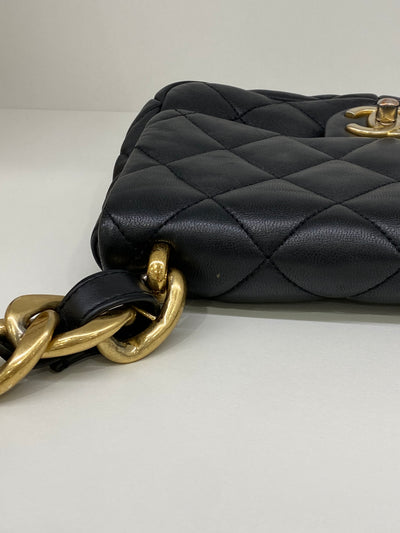 Chanel Square Shoulder Bag Black GHW (microchip)