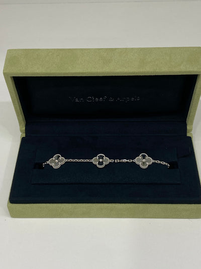 Van Cleef & Arpels 5 Motif Alhambra Bracelet White Gold
