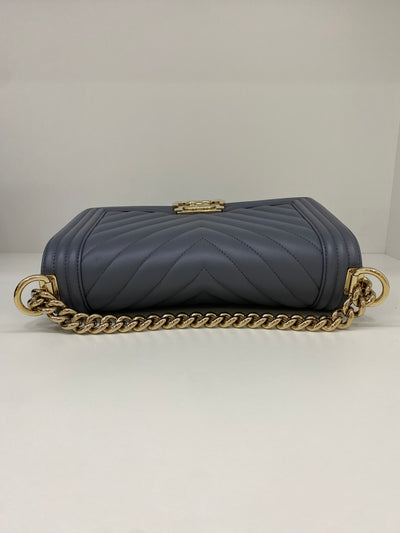 Chanel Boy Bag Chevron Grey Lambskin CGHW