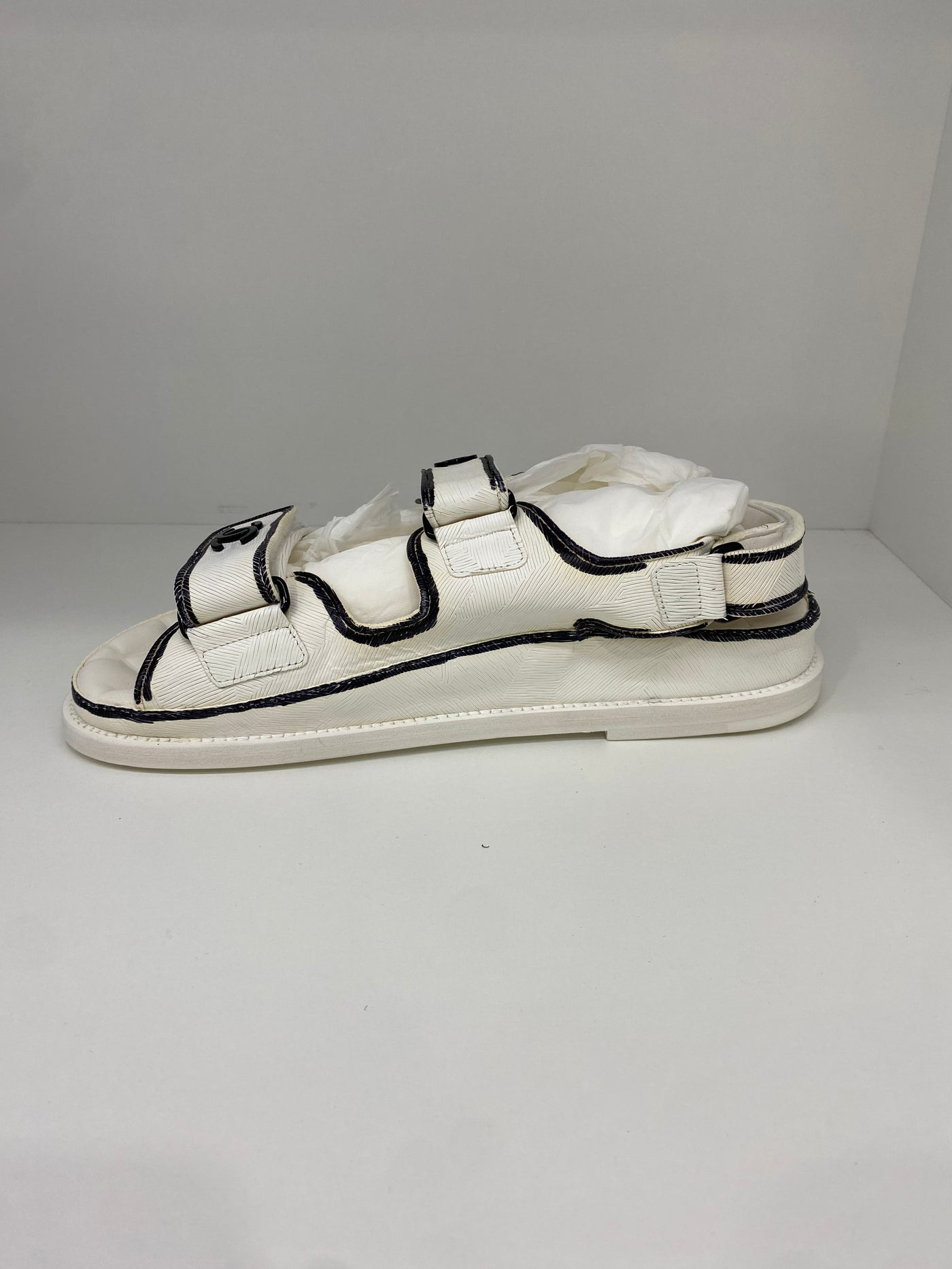 Chanel Dad Sandals Black & White Size 37.5