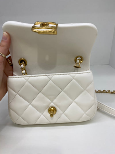 Chanel White Mini with Gold CC microchip
