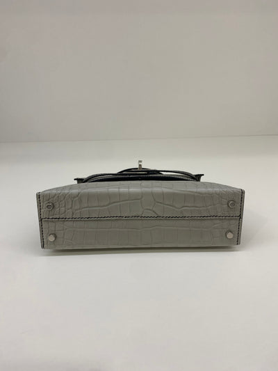 Hermes Mini Kelly Alligator Panda Gris Perle & Noir PHW HSS