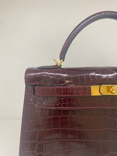 Hermes Kelly 32 - Shiny Alligator Bordeaux GHW 2014