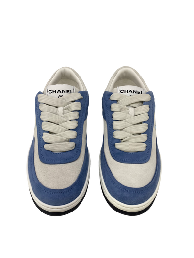 Chanel Sneakers Blue/White Suede - Size 37.5