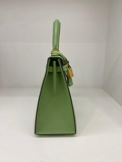 Hermès Kelly 25 Sellier Vert Criquet GHW