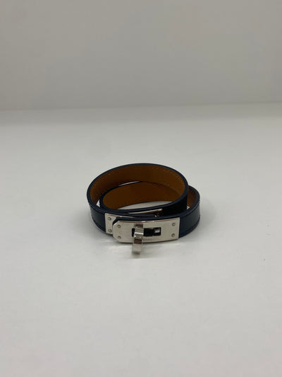 Hermes Kelly Double Tour Bracelet Black PHW