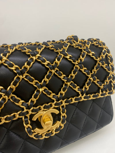 Chanel Woven Chain Classic Flap Exclusive Black GHW