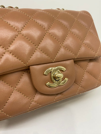 Chanel Mini Square Flap Brown Lambskin GHW