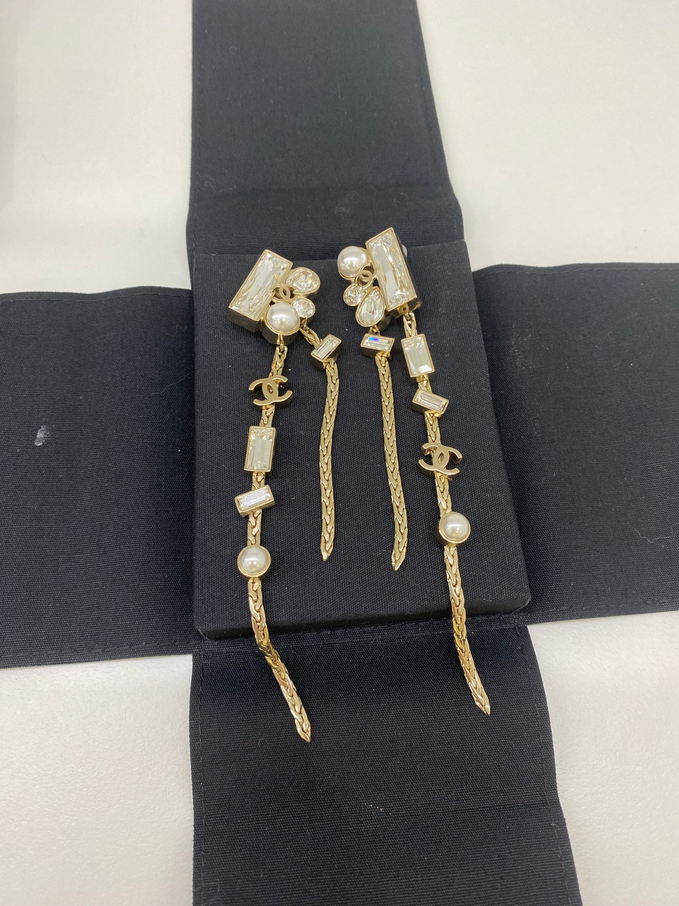 Chanel Clip On Crystal Earrings