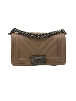 Chanel Mini Boy Bag dark beige GHW