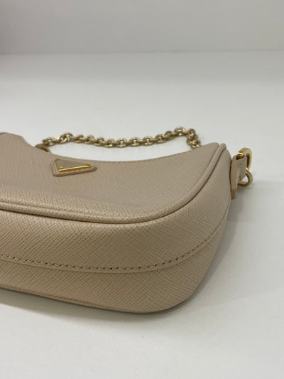 Prada Re-edition Mini Shoulder Bag Beige GHW