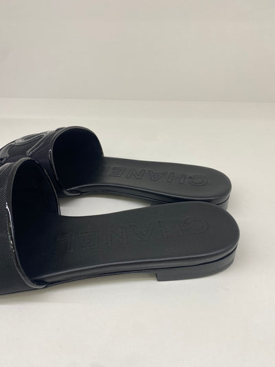 Chanel Black Slides Size 38