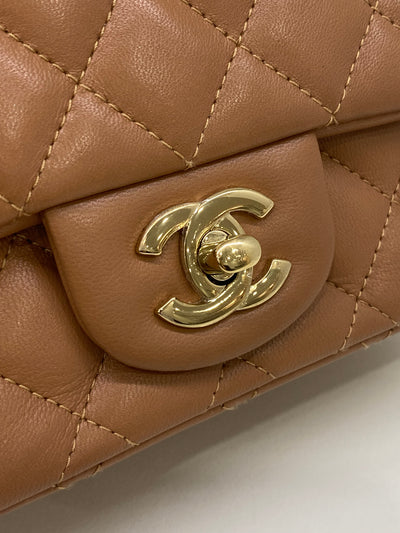 Chanel Mini Square Flap Brown Lambskin GHW