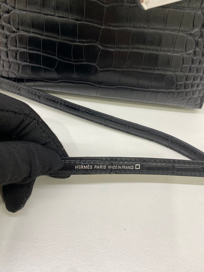 Hermes Mini Kelly Matte Mississippiensis Alligator Noir PHW