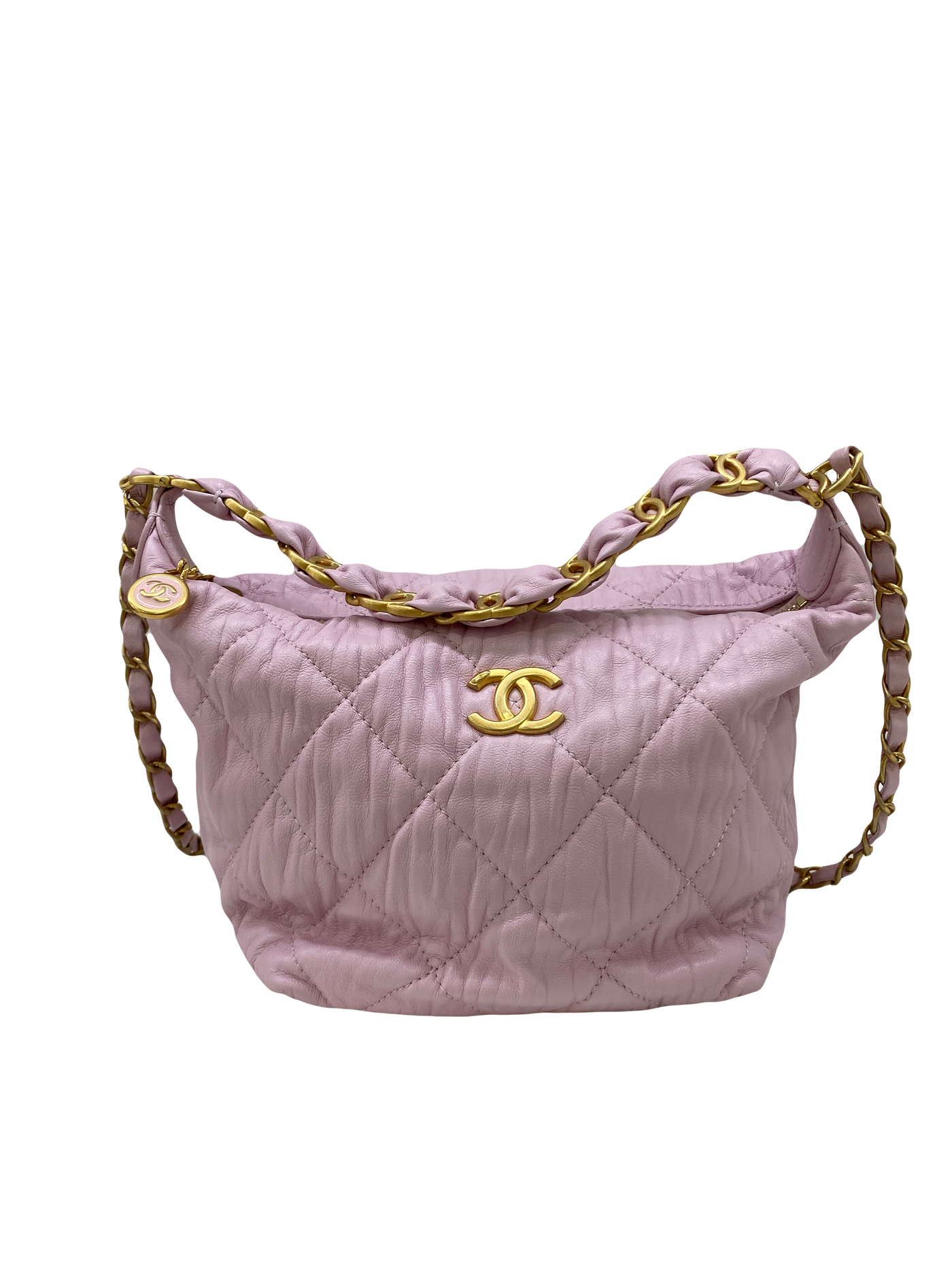 Chanel Crumpled Lambskin Quilted Small Shoulder Bag - Pink