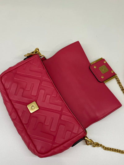 Fendi Baguette Leather Monogram Pink GHW