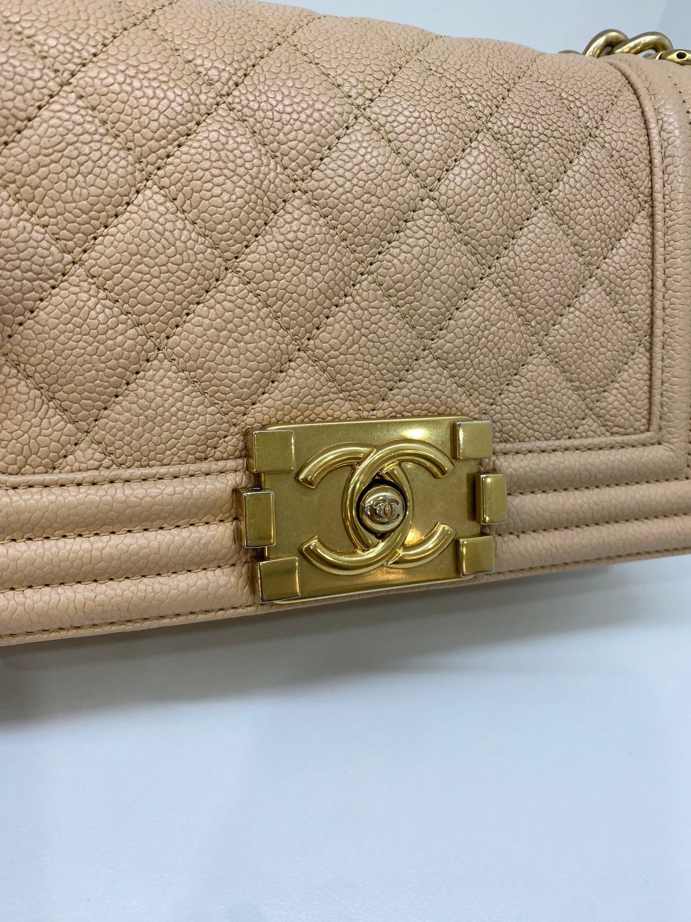 Chanel Small Boy Bag Beige GHW