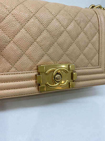 Chanel Small Boy Bag Beige GHW