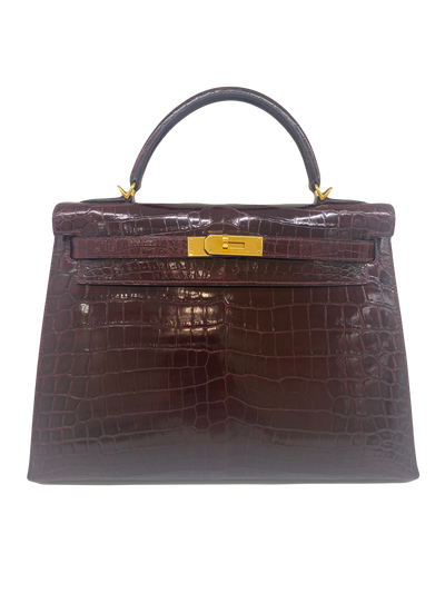 Hermes Kelly 32 - Shiny Alligator Bordeaux GHW 2014