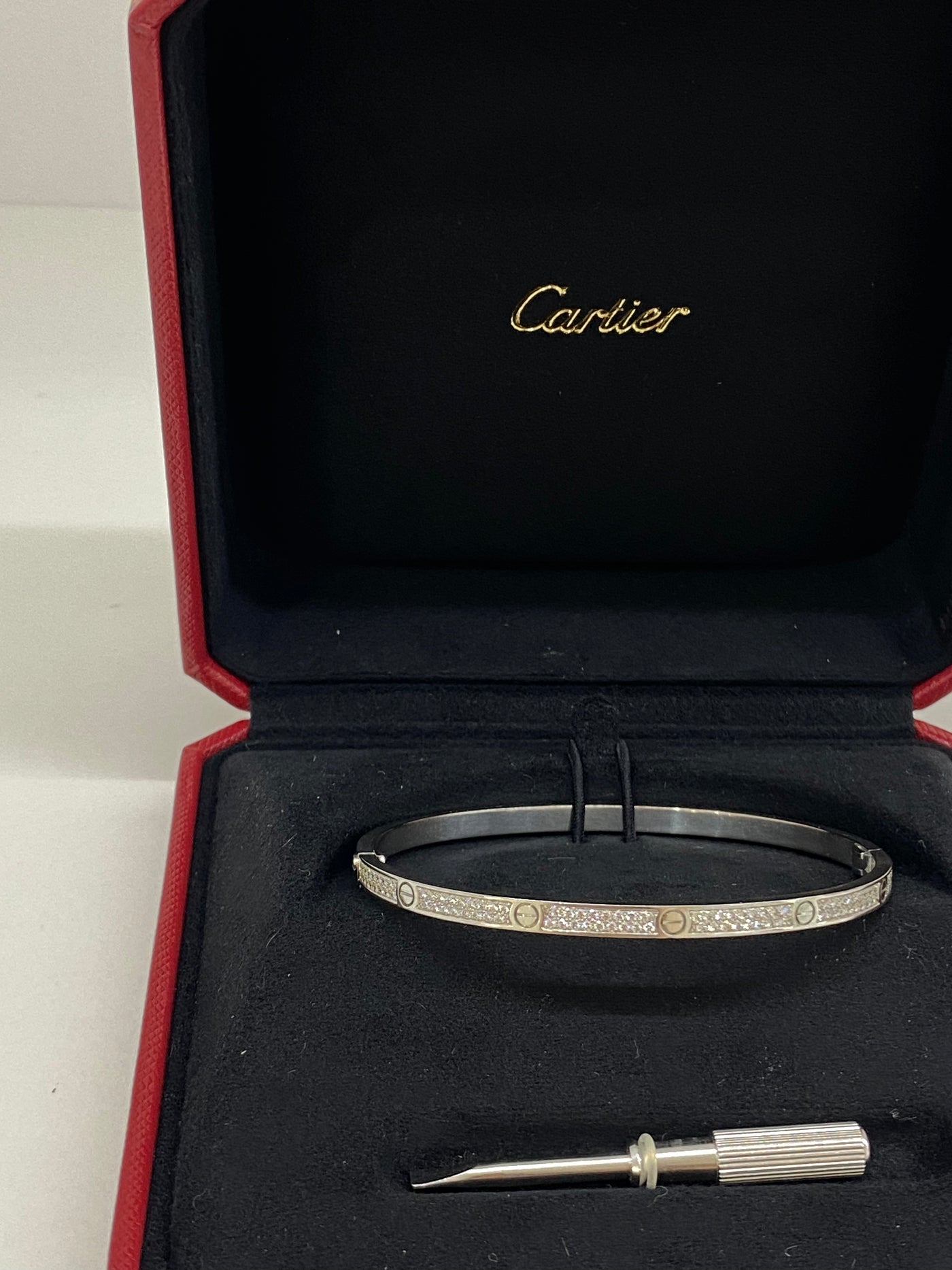 Cartier Love Bracelet - Small Model Paved White Gold with Daimonds  Size 19