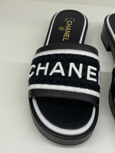 Chanel Black/White Mule - Size 40.5