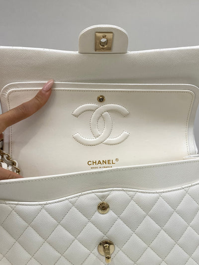 Chanel Classic Flap Medium White Caviar CHW