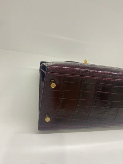 Hermes Kelly 32 - Shiny Alligator Bordeaux GHW 2014