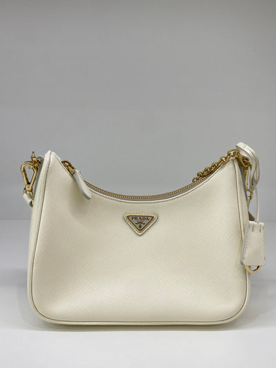 Prada Re-Edition Saffiano White GHW