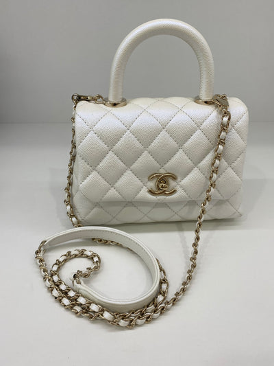 Chanel Coco Handle Extra Mini - White Iridescent