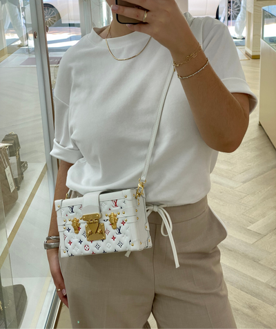 Louis Vuitton Embossed Monogram Petite Malle Red White Blue
