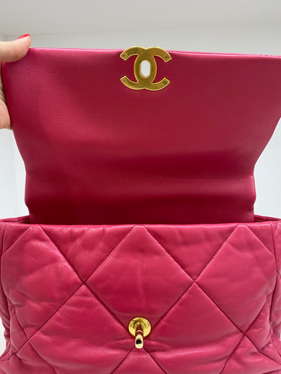 Chanel 19 Large (Medium) Fuchsia Pink GHW