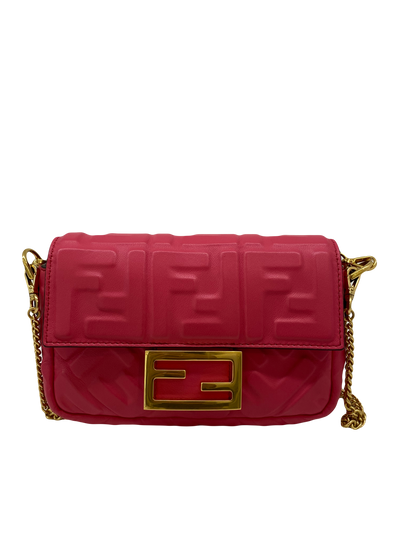 Fendi Baguette Leather Monogram Pink GHW