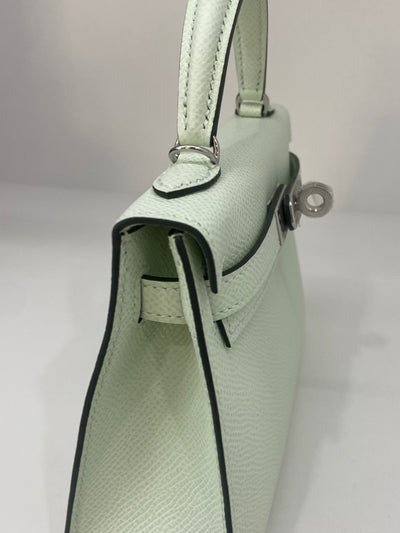 Hermes Mini Kelly Vert Fizz PHW