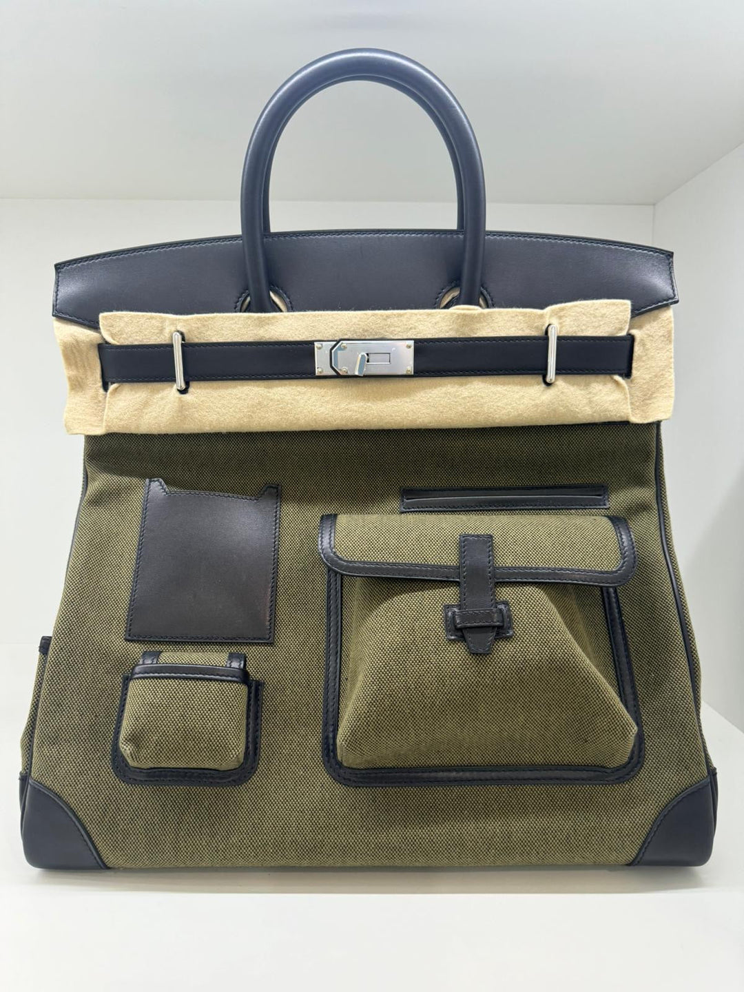Hermès Cargo HAC Birkin 40 Military Green and Black box leather