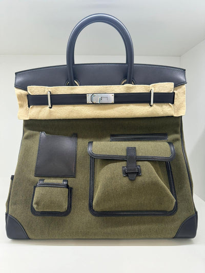 Hermès Cargo HAC Birkin 40 Military Green and Black box leather Bag