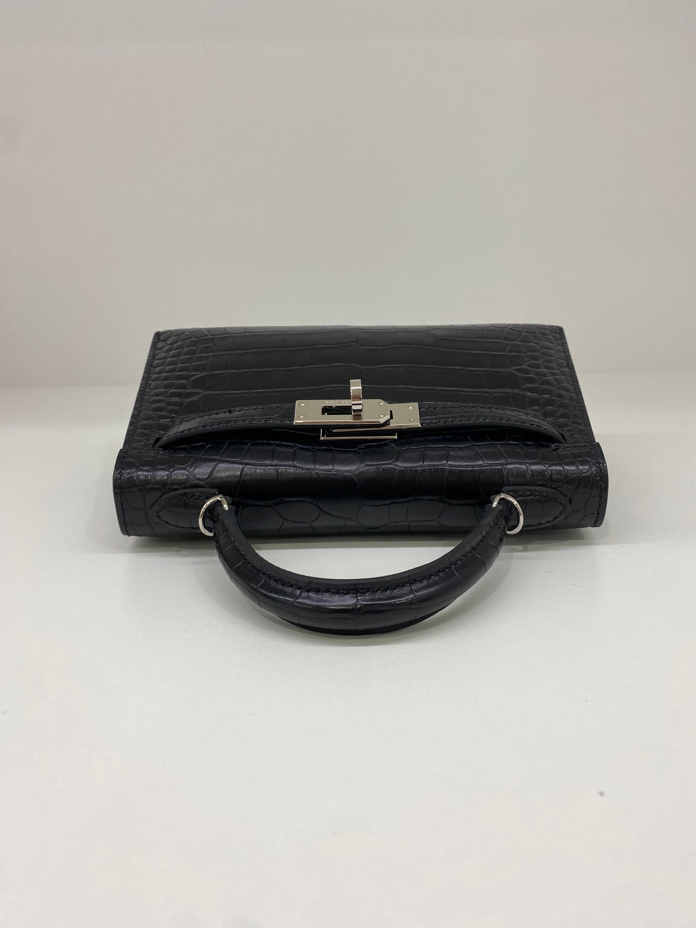 Hermes Mini Kelly Matte Mississippiensis Alligator Noir PHW