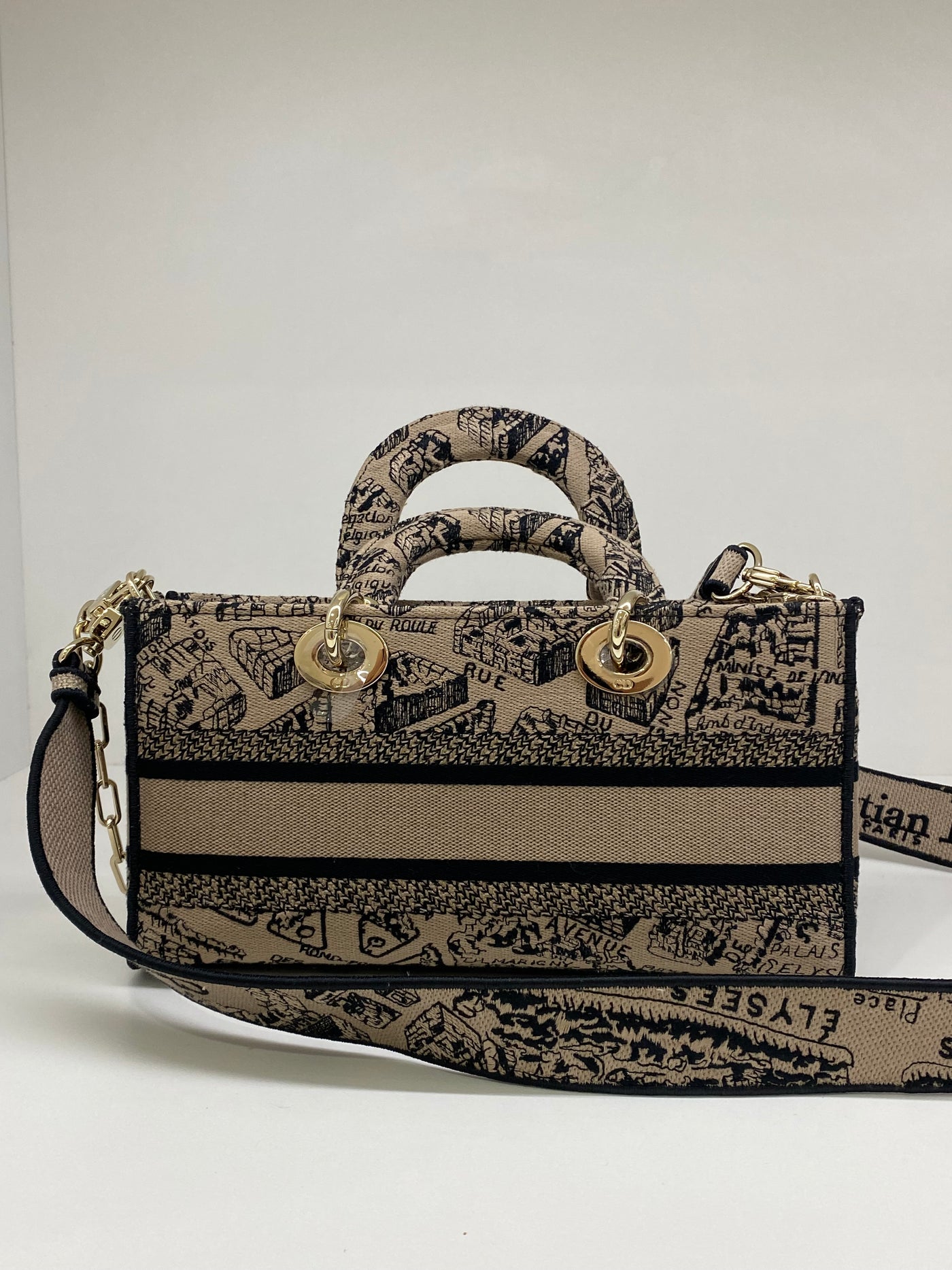Dior Lady Dior - mini rectangle beige & black