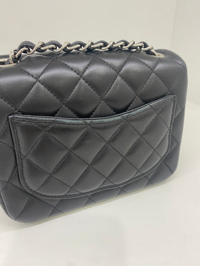 Chanel Mini Square Flap Black Lambskin SHW