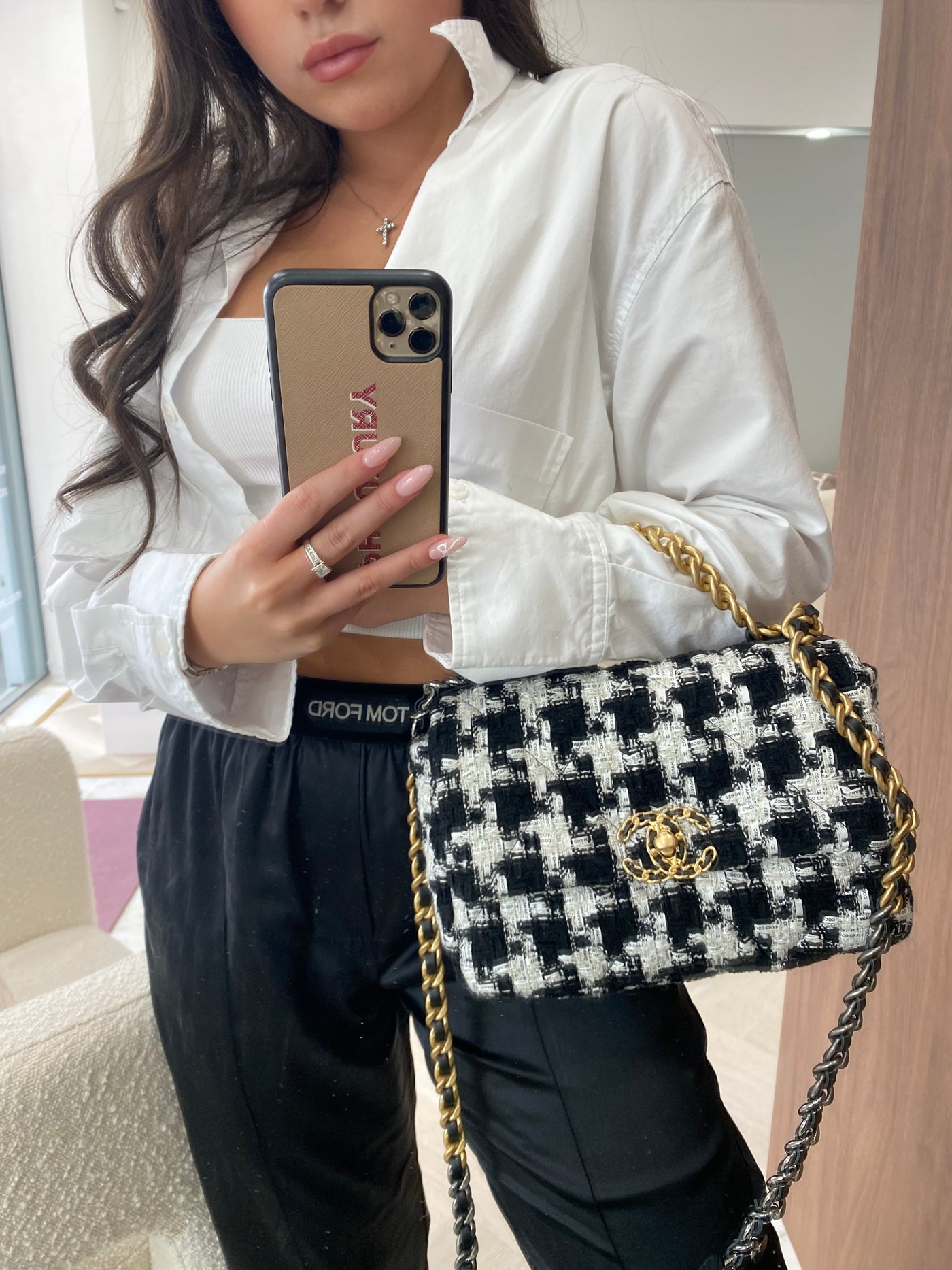 Chanel 19 bag small - Tweed houndstooth