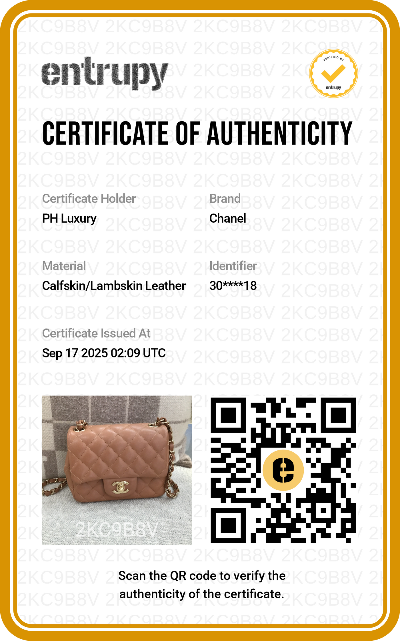 Chanel Mini Square Flap Brown Lambskin GHW